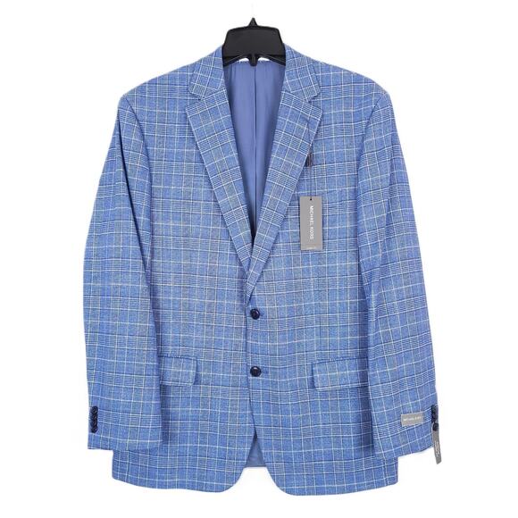 Michael Kors Other - Michael Kors Men's Classic-Fit Stretch Sport Coat Blue White Plaid 46R NWT